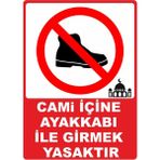 ChicArt Design Studio Cami Içine Ayakkabı Ile Girmek Yasaktır Dijital Uv Folyo Baskı Uyarı Etiket Yapıştırma Sticker