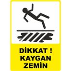 ChicArt Design Studio Dikkat Kaygan Zemin Pvc Plakalı Uyarı Levhası Dekota Dijital Uv Baskı Yapışkanlı 12.5X17.5 cm