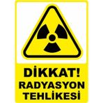 ChicArt Design Studio Dikkat Radyasyon Tehlikesi Dijital Pvc Uyarı Levhası Dekota Dijital Uv Baskı Yapışkanlı 12.5X17.5