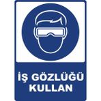 ChicArt Design Studio Iş Gözlüğü Kullan Dijital Pvc Plakalı Uyarı Levhası Dekota Dijital Uv Baskı Yapışkanlı 12.5X17.5 cm