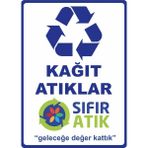 ChicArt Design Studio Kağıt Atıklar Sıfır Atık Pvc Plakalı Uyarı Levhası Dekota Dijital Uv Baskı Yapışkanlı 12.5X17.5 cm