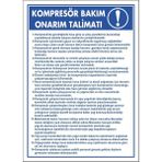 ChicArt Design Studio Kompresör Bakım Onarım Talimatı Pvc Plakalı Uyarı Levhası Dekota Dijital Uv Sticker 12.5X17.5