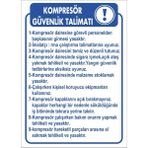 ChicArt Design Studio Kompresör Güvenlik Talimatı Pvc Plakalı Uyarı Levhası Dekota Dijital Uv Sticker 25X35