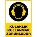ChicArt Design Studio Kulaklık Kullanmak Zorunludur Pvc Plakalı Uyarı Levhası Dekota Dijital Uv Baskı Yapışkanlı 12.5X17.5