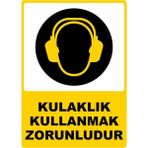ChicArt Design Studio Kulaklık Kullanmak Zorunludur Pvc Plakalı Uyarı Levhası Dekota Dijital Uv Baskı Yapışkanlı 25X35 cm
