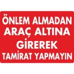 ChicArt Design Studio Önlem Almadan Tamirat Yapmayın Pvc Plakalı Uyarı Levhası Dekota Dijital Uv Sticker 17.5X12.5
