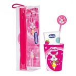 Chicco Bardaklı 3 Yaş+ Kız Diş Fırçası Seyahat Seti