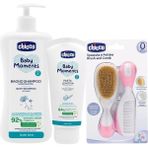 Chicco Göz Yakmayan Saç Ve Vücut Şampuanı 750ml, Baby Moments Doğal Pişik Kremi 100ml,Tarak&Fırça Seti Pembe