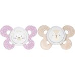 Chicco Physio Forma Comfort Silikon Emzik 6-16 Ay Kız Çocuk, Ergonomik Tasarım ve Damak Gelişimi Desteği, 2'li Set