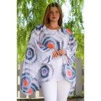Chiccy İtalyan Beyaz Havuz Yaka Yarasa Kol Geometrik Desenli Keten Oversize Dokuma Tunik 80 120