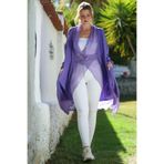 Chiccy İtalyan Mor Kruvaze Yaka Uzun Kol Cepli İpek Oversize Dokuma Tunik 95 75