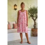 Chiccy İtalyan Pembe Havuz Yaka Kolsuz Desenli Astarlı Casual İpek Dokuma Elbise 105 50