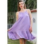 Chiccy Lila Eteği Fırfırlı Ayarlanabilir Askılı Casual Viskon Dokuma Elbise 105 66