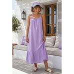 Chiccy Lila Eteği Fırfırlı Ayarlanabilir Askılı Casual Viskon Standart Dokuma Elbise 130 64