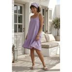 Chiccy Lila Eteği Fırfırlı Ayarlanabilir Askılı Casual Viskon Standart Dokuma Elbise 95 64