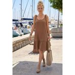 Chiccy Tarçın Rengi Askılı Eteği Fırfırlı Omuzdan Bağlamalı Casual Müslin Dokuma Elbise 95 50
