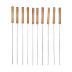 CHICIRIS 10 adet mangal şişi, ahşap sap, paslanmaz çelik, açık havada mangal için kebap çubukları, 30 cm, hafif ve taşınabilir