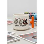 Chick Or Treat Halloween Baskılı Turuncu Renkli T Kulplu Latte Fincanı Kupa, QB1L8109-TR