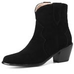 Chıcmark Chunky Heel Slip-On Western Sivri Uçlu Siyah Kadın Bot
