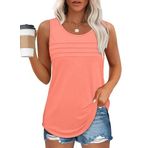 Chicrise Tank Top Açık Kırmızı Yuvarlak Yaka Kolsuz Kadın Tunik