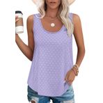 Chicrise Tank Top Açık Lila Yuvarlak Yaka Delikli Nakış Kadın T-shirt