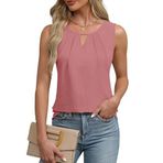 Chicrise Tank Top Keyhole Pembe V Yaka Kolsuz Kadın Bluz