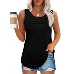 Chicrise Tank Top Siyah Yuvarlak Yaka Kolsuz Kadın Tunik