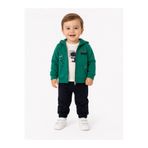 Chicsy Baby Erkek Bebek Dino Baskılı Kapüşonlu 3lü Takım Fermuarlı Hırka Tişört Pantolon