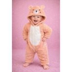 Chicsy Baby Kışlık Tatlı Ayıcık Figürlü Kapüşonlu Peluş Bebek Tulum - Somon - 2 Yaş