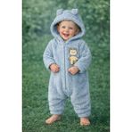 Chicsy Baby Kışlık Tatlı Ayıcık Figürlü Kapüşonlu Peluş Fermuarlı Bebek Tulum - Gri - 9 Ay