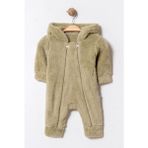 Chicsy Baby Kışlık Tatlı Çift Fermuarlı Kapüşonlu Peluş Bebek Tulum - Yeşil - 3-6 M