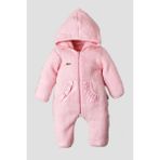 Chicsy Baby Kışlık Tatlı Kız Bebek Peluş Tulum Kapüşonlu Fermuarlı Kışlık Polar Tulum - Pembe - 3 Ay