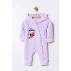 Chicsy Baby Kışlık Tatlı Kız Bebek Welsoft Minnie Mouse Kapüşonlu Fermuarlı Tulum - Lila - 0-3 M