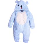 Chicsy Baby Kışlık Tatlı Peluş Kapüşonlu Ayıcık Nakışlı Bebek Çocuk Welsoft Tulum - Açık Mavi - 3 Yaş