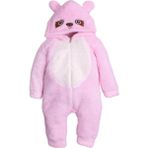 Chicsy Baby Kışlık Tatlı Peluş Pamuklu Göz Nakışlı Kapüşonlu Bebek Çocuk Welsoft Tulum - 2 Yaş - Pembe