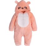 Chicsy Baby Kışlık Tatlı Peluş Pamuklu Göz Nakışlı Kapüşonlu Bebek Çocuk Welsoft Tulum - 2 Yaş - Somon