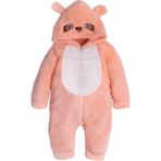 Chicsy Baby Kışlık Tatlı Peluş Pamuklu Göz Nakışlı Kapüşonlu Bebek Çocuk Welsoft Tulum - 3 Yaş - Somon