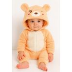 Chicsy Baby Kışlık Tatlı Welsoft Fermuarlı Kapüşonlu Göğüs Detaylı Bebek Tulum - Somon - 0-3 M