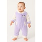 Chicsy Baby Kışlık Tatlı Welsoft Hi Yazılı Nakışlı Fermuarlı Alttan Çıtçıtlı Bebek Tulum - Lila - 3-6 M