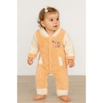 Chicsy Baby Kışlık Tatlı Welsoft Hi Yazılı Nakışlı Fermuarlı Alttan Çıtçıtlı Bebek Tulum - Somon - 0-3 M