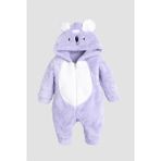 Chicsy Baby Kışlıktatlı Peluş Köpek Nakışlı Welsoft Tulum - Mor - 0-3 M