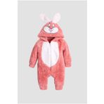 Chicsy Baby KışlıkTatlı Peluş Tavşan Nakışlı Kapüşonlu Welsoft Tulum