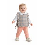 Chicsy Baby Kız Bebek Ekose Süveterli Takım 3lü Gömlek Pantolon Günlük Şık Kombin