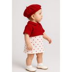 Chicsy Baby Kız Bebek Kalpli Elbise Triko Bolero ve Bereli 3’lü Takım