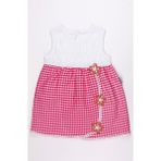 Chicsy Baby Kız Bebek Yazlık Elbise Dantel Detaylı Kareli Elbise - Pembe - 6 - 9 Ay