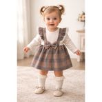 Chicsy Baby Tatlı Kız Bebek Ekose Jile Tarz Elbise Fiyonk Detaylı Fitilli B