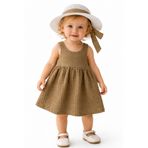 Chicsy Baby Tatlı Kız Bebek Tarz Elbise Şapkalı Fiyonk Detaylı Yazlık 2’li Kombin