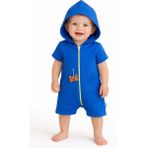 Chicsy Baby Unisex Bebek Yazlık Kapüşonlu Tulum Pamuklu Fermuarlı Tulum - İndigo - 9 - 12 Ay