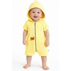 Chicsy Baby Unisex Bebek Yazlık Kapüşonlu Tulum Pamuklu Fermuarlı Tulum - Sarı - 0 - 3 Ay