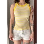 Chicup Aura Kadın Sarı Geniş Halter Yaka Fitilli Örme Bluz